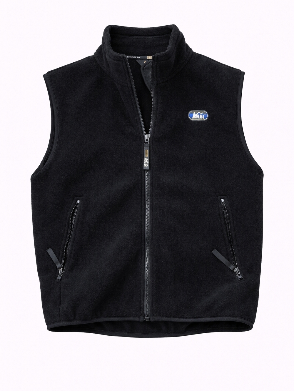 Vtg‎ Made in USA REI Black Fleece Zip-Up Vest with Logo unisex Small